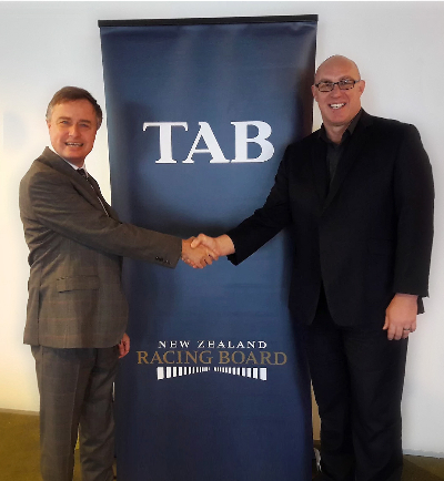 pictured NZRB CEO John Allen and Softball NZ CEO Tony Giles - Photo courtesy of TAB-907